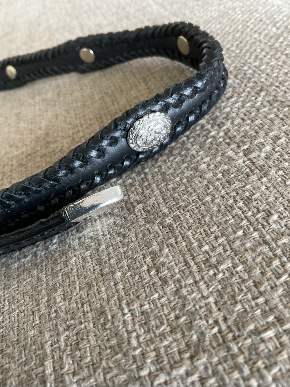 Braided Leather Concho Hat Bands - Black and Brown - Picture 7 of 8